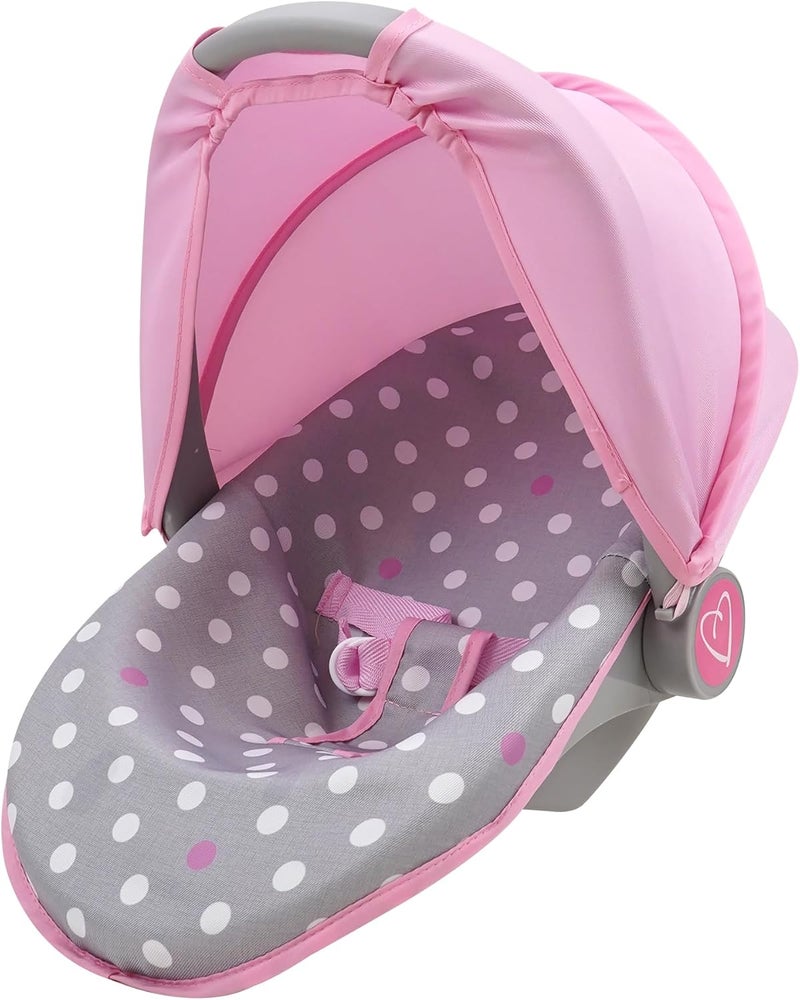 509 Crew: Cotton Candy Pink: 3-in-1 Doll Car Seat - Pink, Grey, Polka Dot - for Dolls Up to 18", Multifunctional, Retractable Canopy, Kids Ages 3+ - Image 1